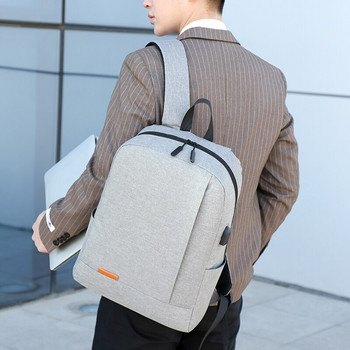 1 пакет 15,6-инчова мъжка бизнес проста раница за компютър, USB зареждане Лека ученическа чанта Пътуване до работното място