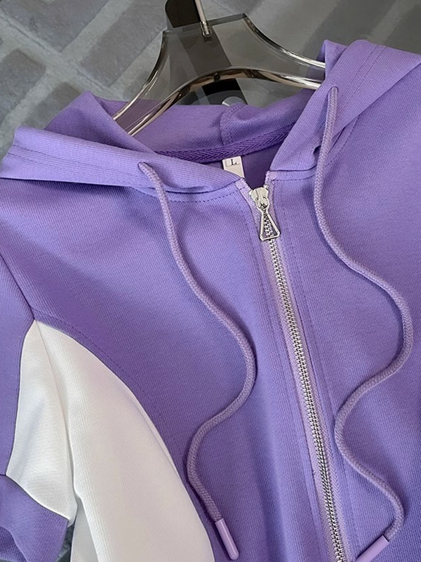 Costum sport casual pentru femei Moda de vară 2023, cu fermoar, subțire, cu glugă, cu mânecă scurtă, topuri, pantaloni, set de două piese, trening pentru femei