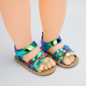 Нови бебешки сандали Летни звездни обувки за открито Гумени плоски удобни нехлъзгащи се меки подметки Обувки за момиченца Прохождащи деца