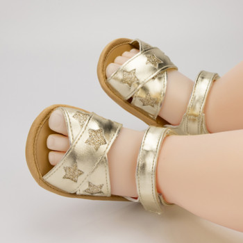 Нови бебешки сандали Летни звездни обувки за открито Гумени плоски удобни нехлъзгащи се меки подметки Обувки за момиченца Прохождащи деца