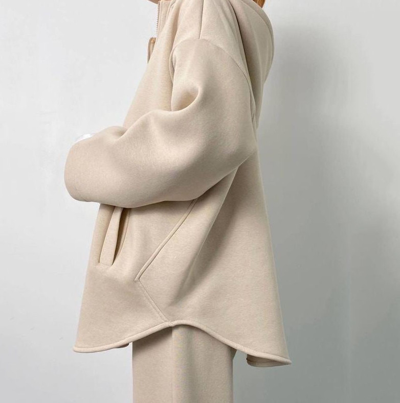 Σετ δύο τεμαχίων Γυναικεία στολή φθινοπώρου μόδας 2023 Φαρδύ φερμουάρ με μακρυμάνικο μπλουζάκι με κουκούλα & καθημερινό σετ ψηλόμεσο παντελόνι