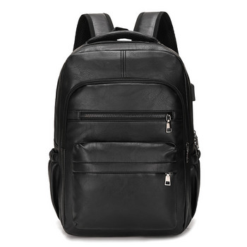 Υψηλής ποιότητας USB Σακίδιο φόρτισης ανδρική τσάντα PU Δερμάτινη τσάντα Μεγάλα σακίδια πλάτης Laptop Ανδρική Σχολική τσάντα Mochilas για Εφήβους Αγόρια