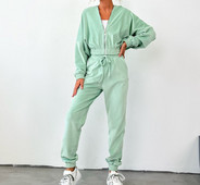 Kaheosaline naiste komplekt 2023. aasta kevadine tavaline vabaaja pikkade varrukatega kampsun kapuutsiga kampsun ja kõrge vöökohaga taskuga pükste komplekt