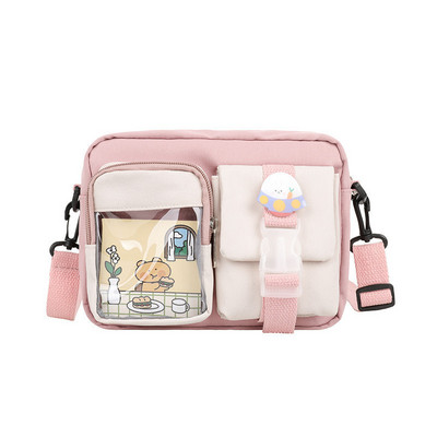 Genți de mână Kawaii în stil japonez pentru femei, genți din nailon, cu buzunare multiple, geantă de școală pentru studenți, genți crossbody