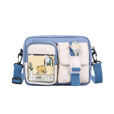 Genți de mână Kawaii în stil japonez pentru femei, genți din nailon, cu buzunare multiple, geantă de școală pentru studenți, genți crossbody