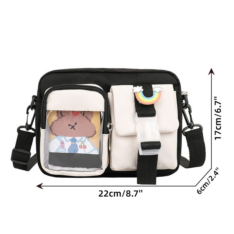 Genți de mână Kawaii în stil japonez pentru femei, genți din nailon, cu buzunare multiple, geantă de școală pentru studenți, genți crossbody