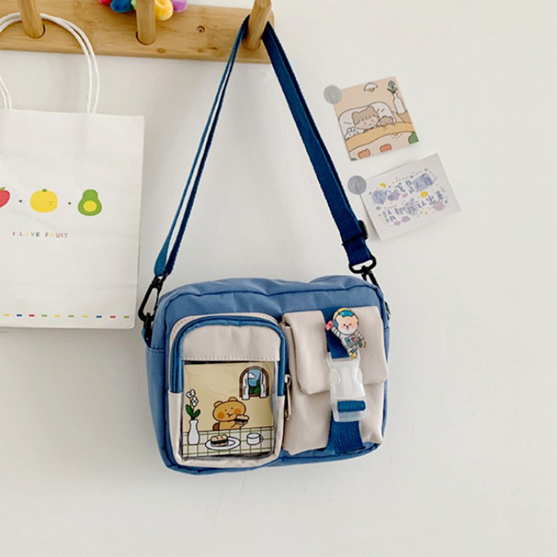 Genți de mână Kawaii în stil japonez pentru femei, genți din nailon, cu buzunare multiple, geantă de școală pentru studenți, genți crossbody