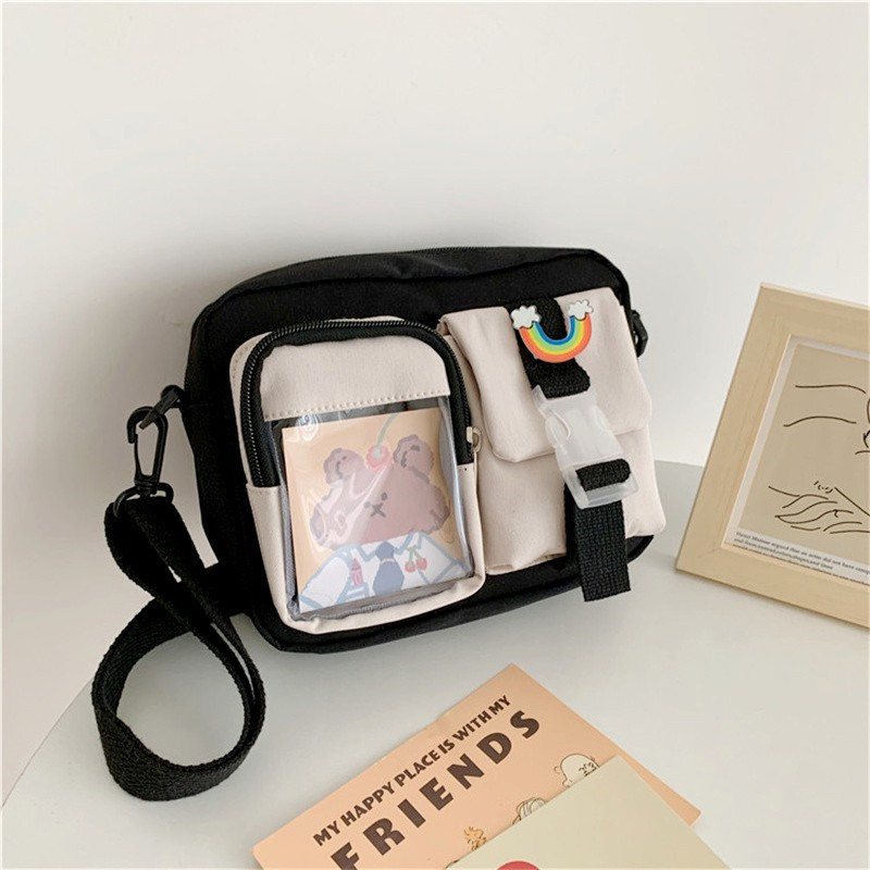 Genți de mână Kawaii în stil japonez pentru femei, genți din nailon, cu buzunare multiple, geantă de școală pentru studenți, genți crossbody