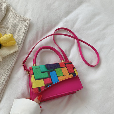 2023, mini geantă de damă de modă, geantă de lux cu lanț, geantă de umăr pictată, geantă PU, de culoare solidă, geantă de mesager cu design de lux