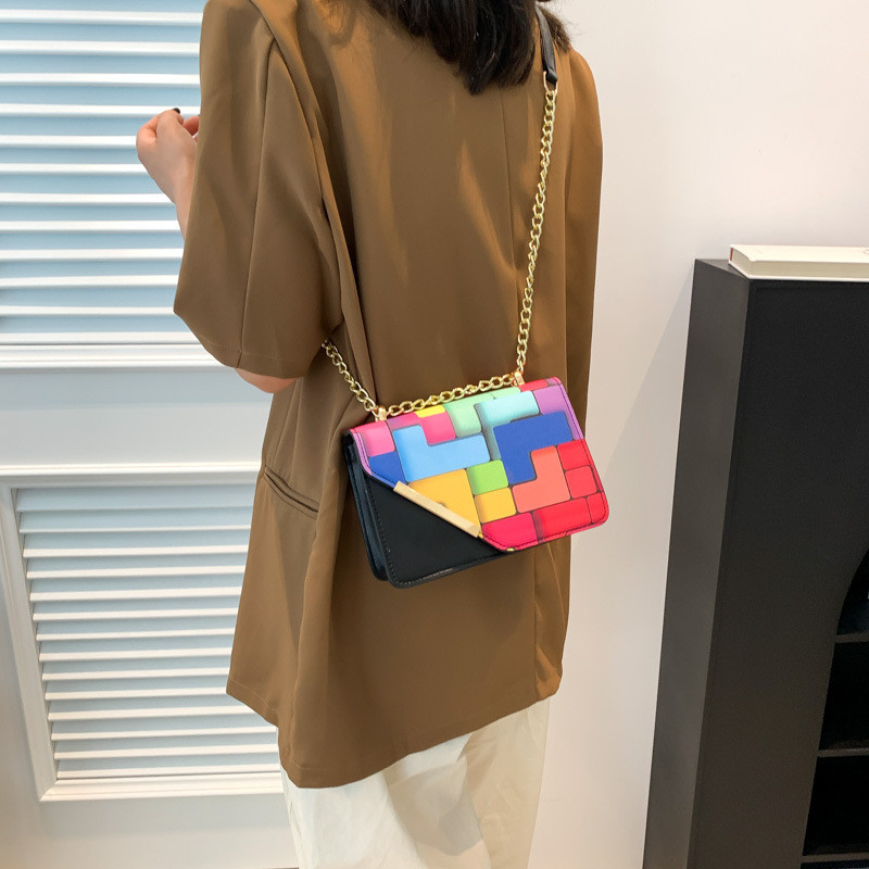 2023, mini geantă de damă de modă, geantă de lux cu lanț, geantă de umăr pictată, geantă PU, de culoare solidă, geantă de mesager cu design de lux