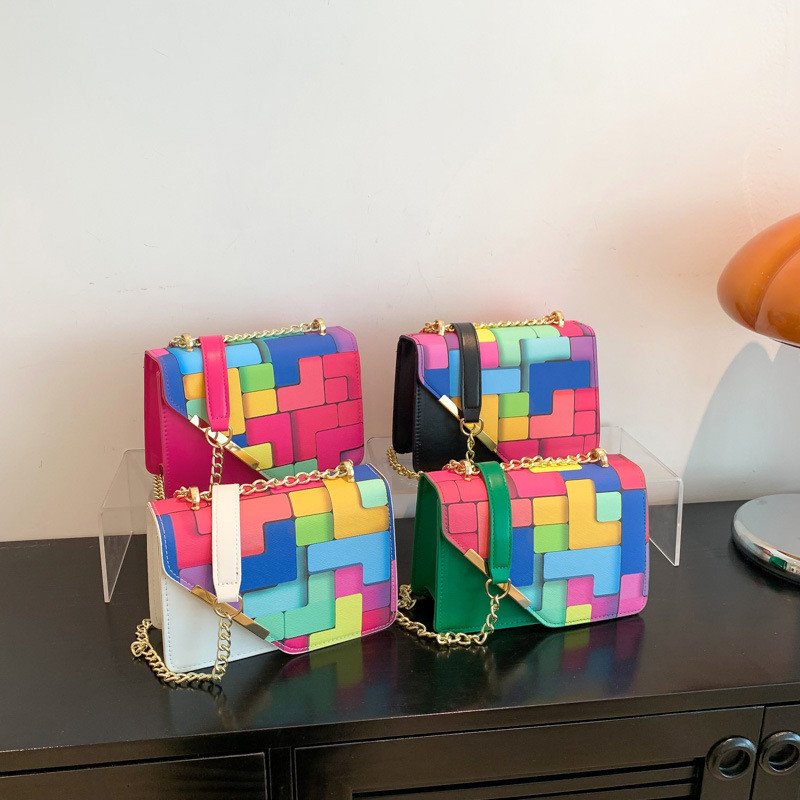 2023, mini geantă de damă de modă, geantă de lux cu lanț, geantă de umăr pictată, geantă PU, de culoare solidă, geantă de mesager cu design de lux