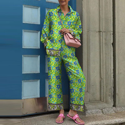 Νέο γυναικείο παντελόνι Streetwear 2022 Άνοιξη φθινόπωρο Vintage Σετ δύο τεμαχίων Κομψή γυναικεία μακρυμάνικη στάμπα φαρδιά αθλητική φόρμα