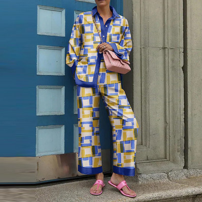 Νέο γυναικείο παντελόνι Streetwear 2022 Άνοιξη φθινόπωρο Vintage Σετ δύο τεμαχίων Κομψή γυναικεία μακρυμάνικη στάμπα φαρδιά αθλητική φόρμα