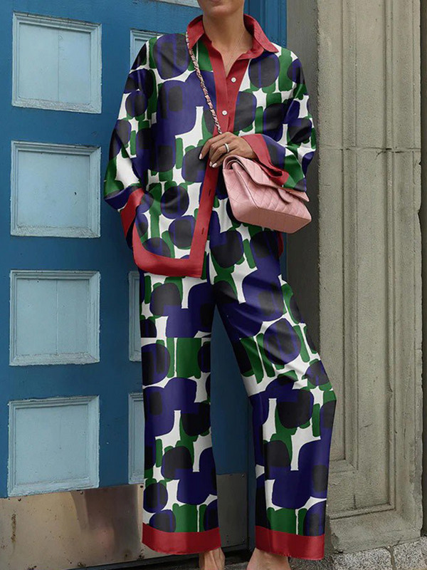 Νέο γυναικείο παντελόνι Streetwear 2022 Άνοιξη φθινόπωρο Vintage Σετ δύο τεμαχίων Κομψή γυναικεία μακρυμάνικη στάμπα φαρδιά αθλητική φόρμα