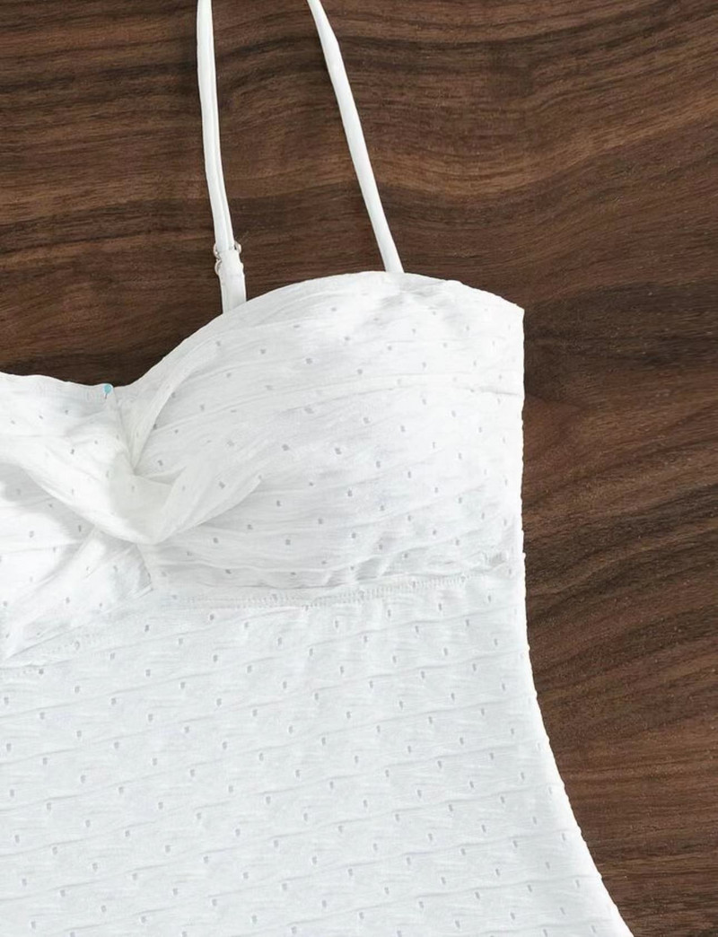 Καλοκαιρινό μασίφ λευκό ολόσωμο μαγιό 2023 Γυναικείο halter padded Hollow Out Tummy Control Μαγιό παραλίας Monokini