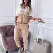 Γυναικείο μακρυμάνικο γυναικείο σετ φθινοπώρου και χειμώνα 2023 Παντελόνι τζόκινγκ με κουκούλα casual χρωματική αντίθεση Sport Loose Lady Set Patchwork