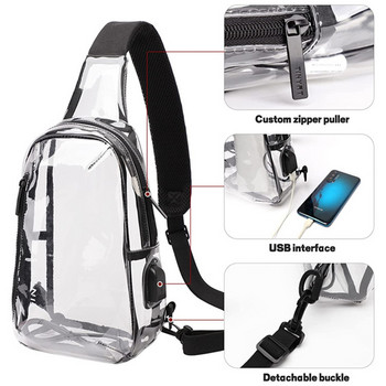 Fashion Crossbody Τσάντα Stadium Εγκεκριμένο Clear PVC Chest Bag αδιάβροχη διαφανής μικρή τρύπα ακουστικών με φερμουάρ για άνδρες γυναίκες