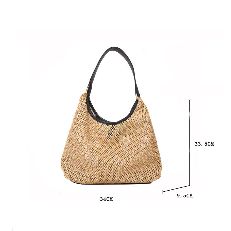 Καλοκαιρινές ψάθινες τσάντες για γυναίκες Τσάντες ώμου ψάθινες τσάντες από ρατάν υφασμένο επάνω μέρος με λαβή κούφιο κροσέ τσάντες παραλίας Casual τσάντες 2023