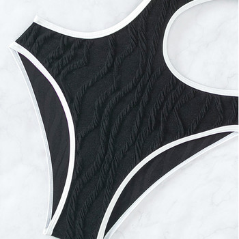 Γυναικείο μαγιό 2023 Μαύρο ολόσωμο γυναικείο κοστούμι μαγιό με έναν ώμο με στρινγκ, καλοκαιρινό μονόκινο στην παραλία