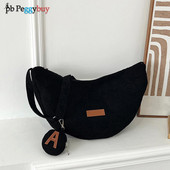 Modna ženska torba u obliku polumjeseca Torba s polumjesecom Višekratna ženska torba od samta preko ramena s torbicom za novčiće Jednobojna torba za djevojčice