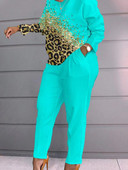 Γυναικείο σετ παντελονιών μόδας φθινόπωρο 2023 Νέα στάμπα μακρυμάνικα μπλουζάκια παντελόνι τσέπης κοστούμι δύο τεμαχίων αθλητικές φόρμες Γυναικεία ρούχα