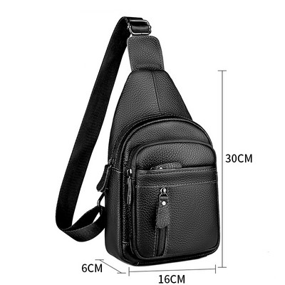 2023. aasta meeste originaalne kvaliteetne lehmanahast vabaaja kolmnurkne ristkehaga rinnakott, disainitud reisikott, ühe õlakott, meeste päevakott