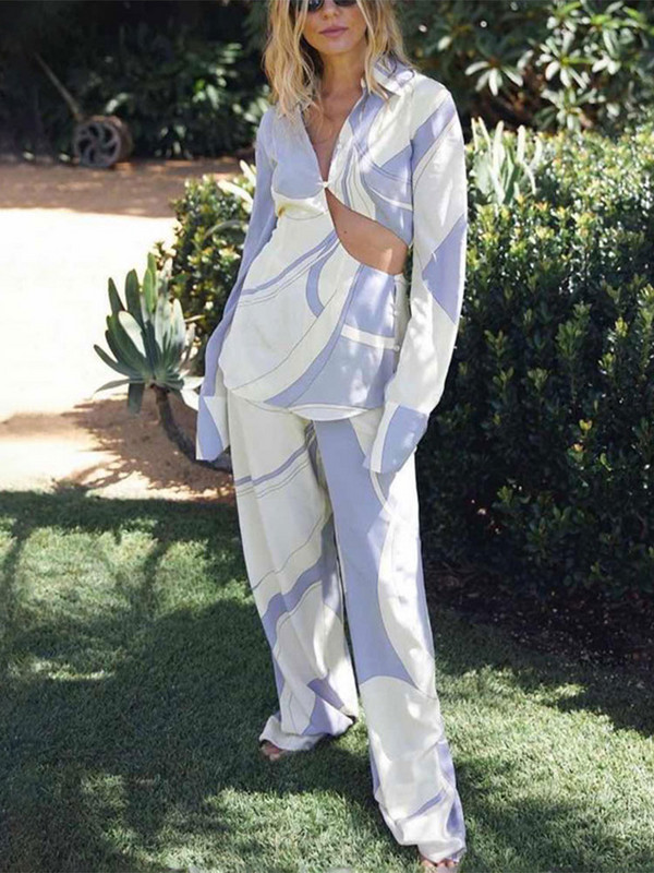 Elegantni široki dvodijelni set s ovratnikom, modno odijelo s hlačama dugih rukava, novo odijelo za jesensku zabavu 2023., komplet hlača za ulični odmor