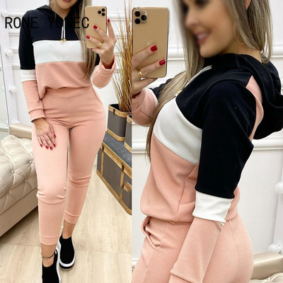 Set de pantaloni sport cu glugă, cu mâneci lungi, cu mâneci lungi