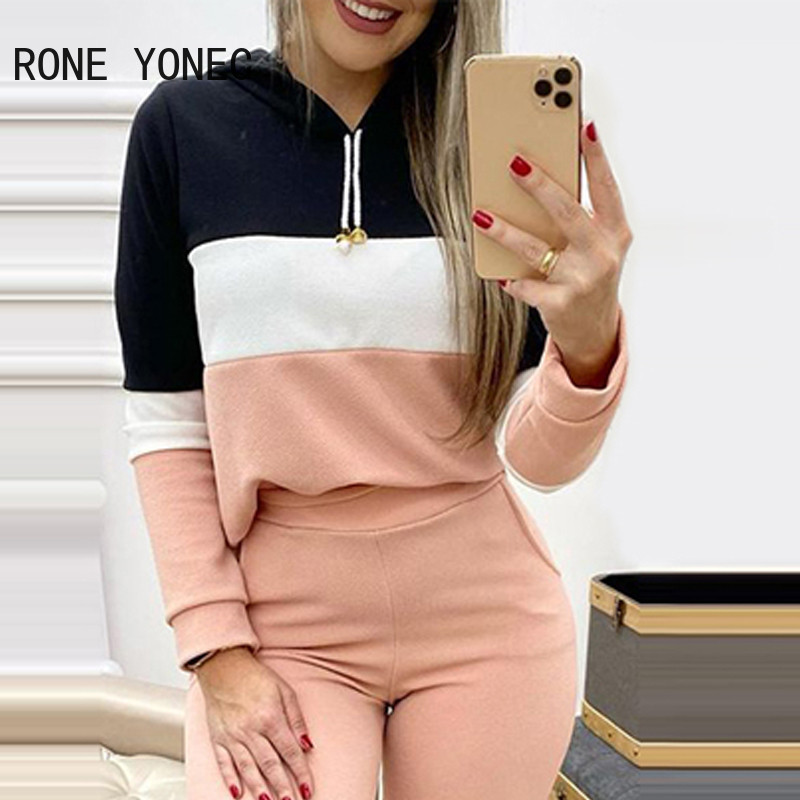 Set de pantaloni sport cu glugă, cu mâneci lungi, cu mâneci lungi