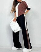 Dvodijelni komplet ženske odjeće Ljeto 2023. Moda u boji s okruglim izrezom s tri četvrtine rukava i ležerni komplet dnevnih hlača širokih nogavica