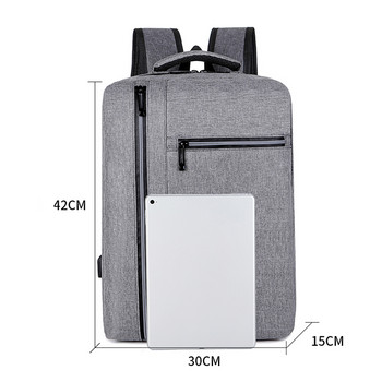 Мъжка раница с USB чанта за зареждане Водоустойчива раница от оксфордски плат Мъжка чанта за бизнес пътуване Дизайн на светлоотразителна лента