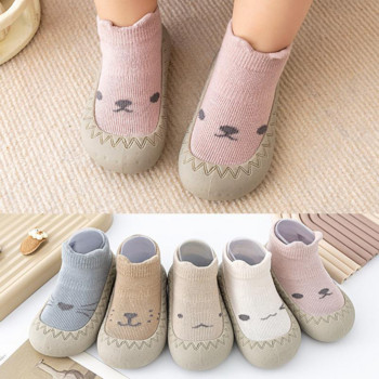 Бебешки сладки анимационни детски обувки за момчета Гумена подметка Детски маратонки на пода Бебешки ботуши Малки меки момичета Първо ходене Чорапи Обувки