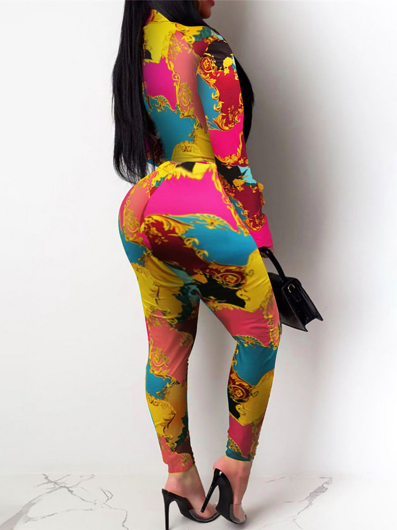 Mješoviti komplet hlača standardnog kroja s mješovitim printom veće veličine LW Modna nova 2023. košulja dugih rukava Kauzalna široka uska dvodijelna dugačka hlača