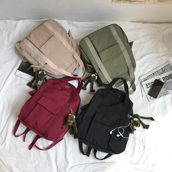 HOCODO Нова едноцветна дамска водоустойчива найлонова раница Проста ученическа чанта за тийнейджърка Пътна чанта през рамо Ученическа раница