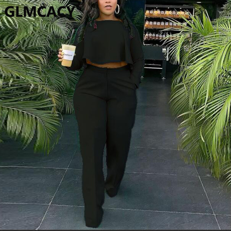 Ženska dvodijelna ležerna odijela, kratki porub s dugim rukavima i komplet širokih hlača