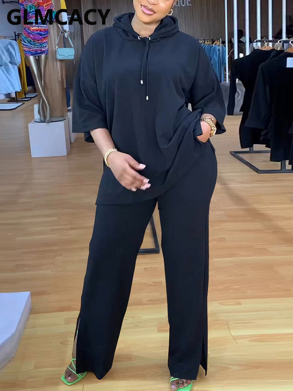 Set de trening casual din două piese pentru femei, cu jumătate de mânecă, cu glugă și pantaloni subțiri