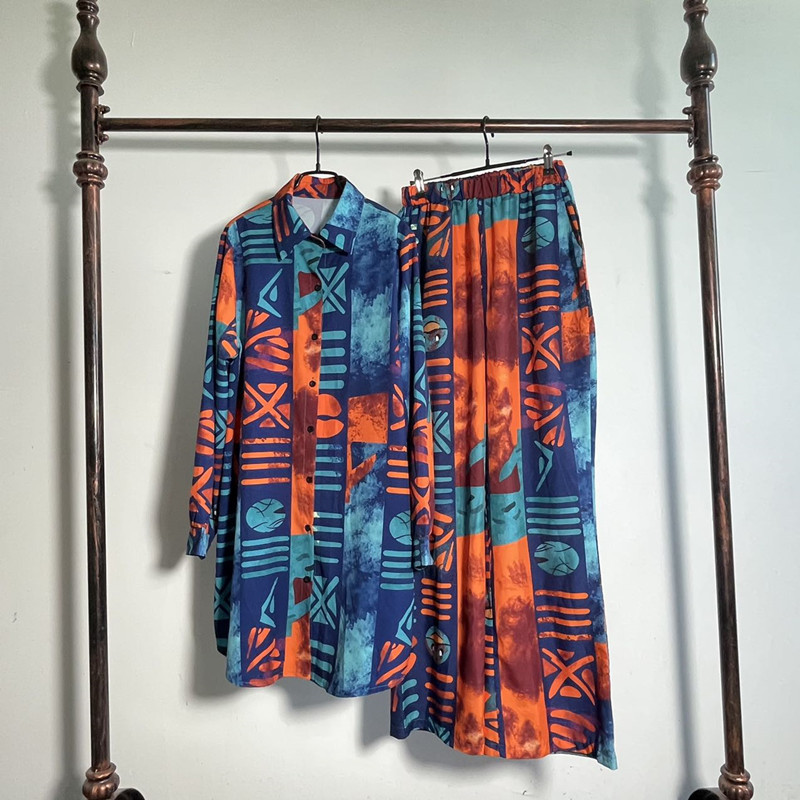 Modni kompleti hlača od 2 komada Ženske elegantne bluze dugih rukava Komplet hlača širokih nogavica Trenirke Ženska dvodijelna odijela