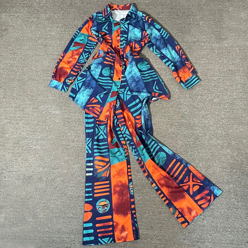 Modni kompleti hlača od 2 komada Ženske elegantne bluze dugih rukava Komplet hlača širokih nogavica Trenirke Ženska dvodijelna odijela