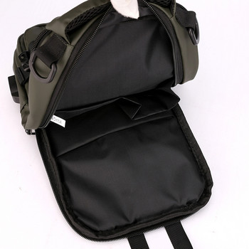 Ανδρική τσάντα χιαστί νάιλον με θύρα φόρτισης USB Πολυλειτουργική θύρα φόρτισης εξωτερικού χώρου, αδιάβροχη ημέρα ταξιδιού Ανδρικές τσάντες στήθους Casual Messenger
