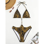 Seksi bikini u tangama 2023. Ženski izrezani jednodijelni kupaći kostim s leopard printom i spojenim križem, jednodijelni kupaći kostim Kupaći kostim bez leđa