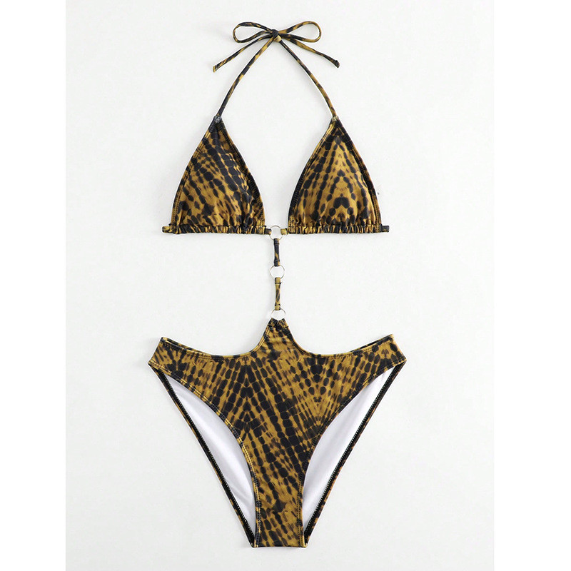 Seksi bikini u tangama 2023. Ženski izrezani jednodijelni kupaći kostim s leopard printom i spojenim križem, jednodijelni kupaći kostim Kupaći kostim bez leđa