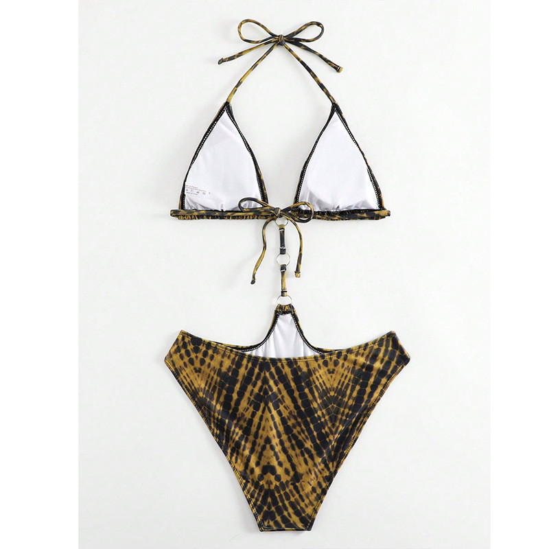Seksi bikini u tangama 2023. Ženski izrezani jednodijelni kupaći kostim s leopard printom i spojenim križem, jednodijelni kupaći kostim Kupaći kostim bez leđa