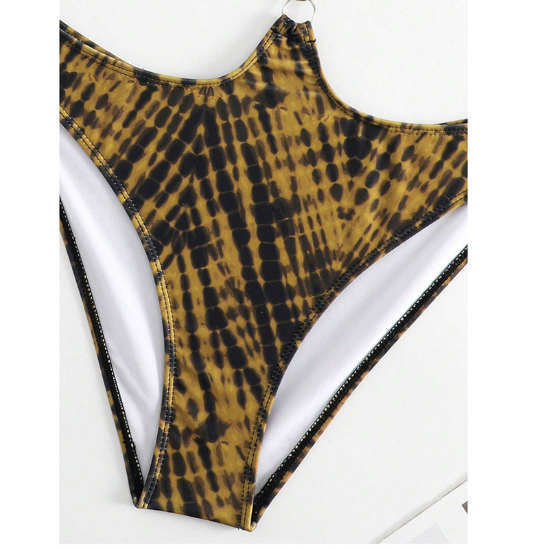 Seksi bikini u tangama 2023. Ženski izrezani jednodijelni kupaći kostim s leopard printom i spojenim križem, jednodijelni kupaći kostim Kupaći kostim bez leđa