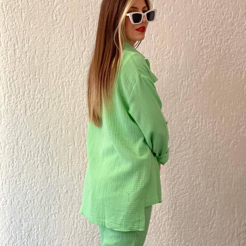 Jednobojni plisirani dvodijelni set za žene Jesen 2023. Trenirke Ležerni kompleti hlača dugih rukava Modna odjeća na gumbe Odijelo Ulična odjeća