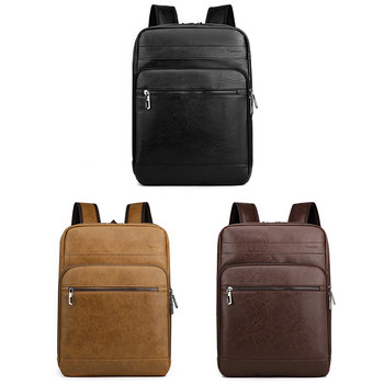 Многофункционална раница за мъже Висококачествена чанта за лаптоп от PU кожа Луксозна водоустойчива преносима мъжка чанта за пътуване
