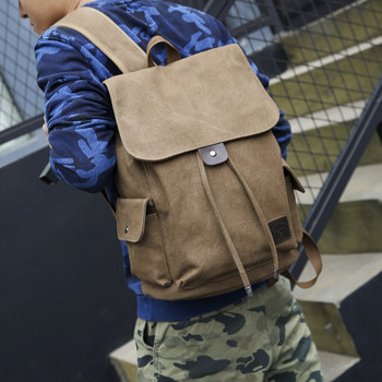 Нова висококачествена платнена мъжка раница Голяма ученическа чанта през рамо Раница за момчета Пътнически модни къмпинг чанти Модни прости чанти