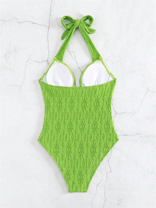 Seksi zeleni jednodijelni kupaći kostim s žicom 2023. Jednodijelni kupaći kostim s halterima Push Up, Ljetni monokini kupaći kostim bez leđa