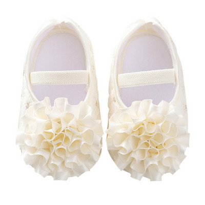 Pantofi pentru bebeluși nou-născut Botez Bandă galbenă pentru fetiță Set pantofi din dantelă pentru copil mic Prewalker Pantofi moi drăguți pentru copii 0-12M