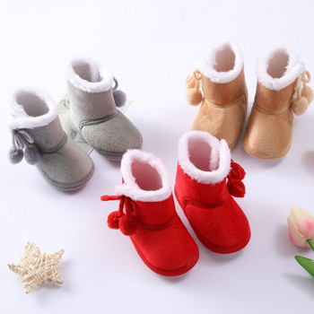 Бебешки момиченца Есенни зимни ботуши Топли обувки Бебешки зимни момичета Дебели малки деца Пухкави топки Първи проходилки Детски обувки 0-18M