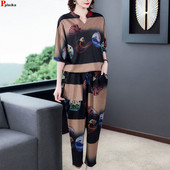 Žensko odijelo s harem hlačama s pola rukava, ležerno slobodno, dvodijelni komplet veličine 5xl, ženska korejska ljetna odjeća za nove mame 2021.